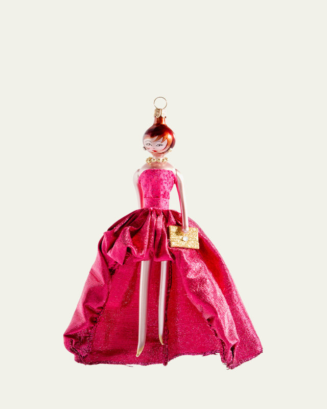 Fashionista in Fuschia Gown Christmas Ornament